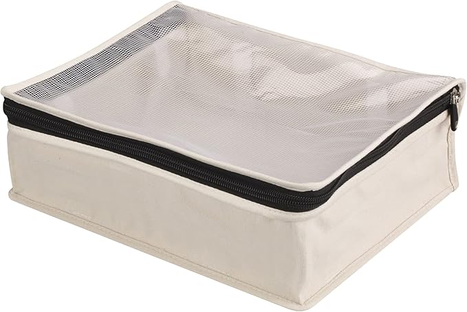 Household Essentials 3321-1 Cedarline Natural Cotton Canvas Zippered Sweater Bag | Storage Bag for Closets and Under the Bed | 2-Pack