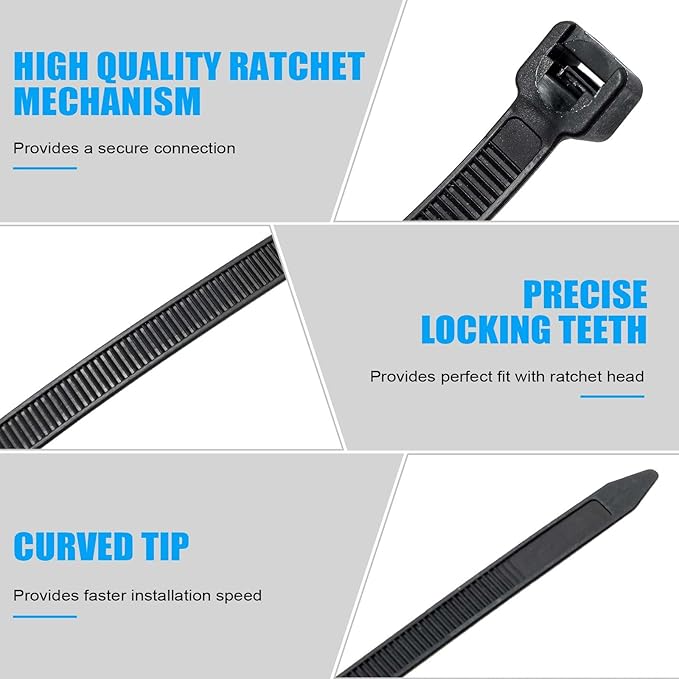 1000 Pcs 12 Inch Zip Ties Heavy Duty 120 Lbs Tensile Strength Black Nylon Wire Cable Ties for Indoor Outdoor