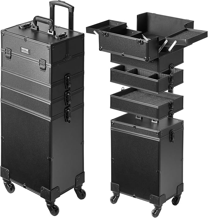 VEVOR Makeup Train Case Professional Makeup Storage Organizer Box Make Up Carrier for Women and Girls
