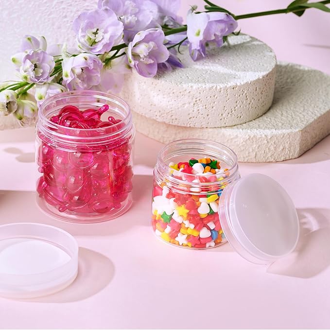 Eternal Moment 36 Pack 4 OZ Plastic Jars Round Clear Cosmetic Container Jars with Clear Lids, Perfect for Lotion, Slime，Cream, Ointments, Makeup, Eye Shadow, Samples, Pot, Travel Storage
