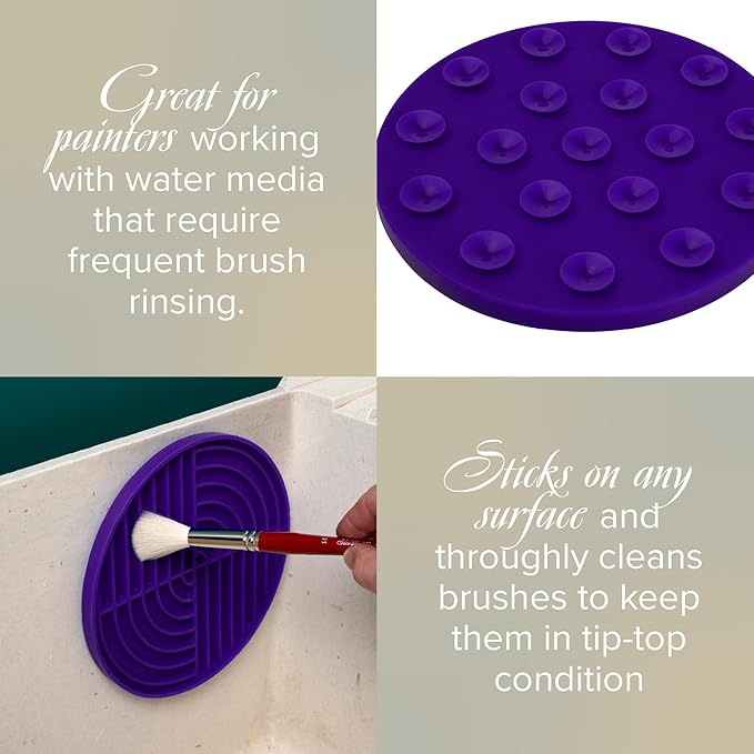 Silver Brush Limited 9061 Silver Essentials Round Brush Cleaning Mat, Water-Based Media Silicone Brush Cleaner For Studio, Travel, and Plein Air, 2 pack