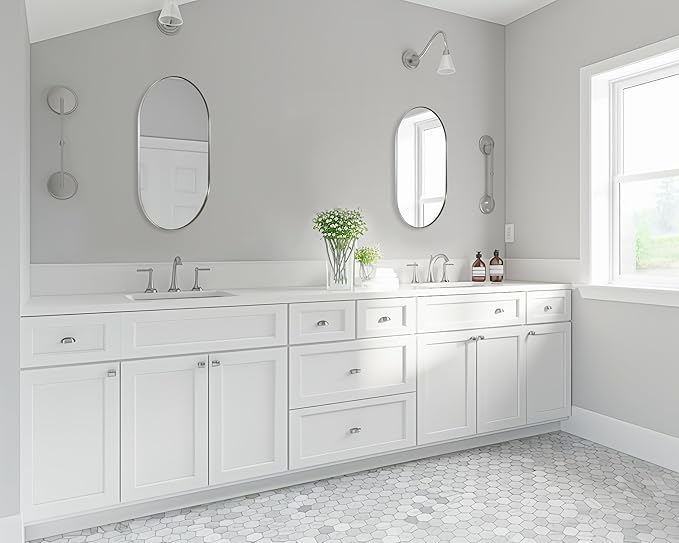 ANDY STAR Chrome Oval Mirror for Bathroom, 20x33 Inch Pill-Shaped Chrome Mirrors for Wall in Thin Frame Deep 1’’ Ideal for Limited Space