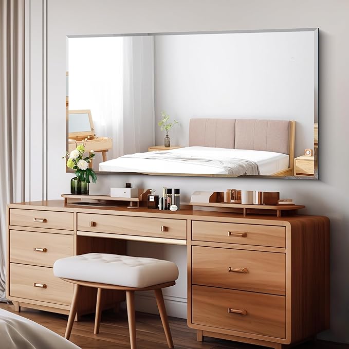 CILIBER Large Beveled Mirror, 30x55 Frameless Beveled Bathroom Mirrors for Over Sink, Upgraded Shatterproof Beveled Frameless Vanity Mirror for Bathroom,Bedroom,Living Room and Entryway