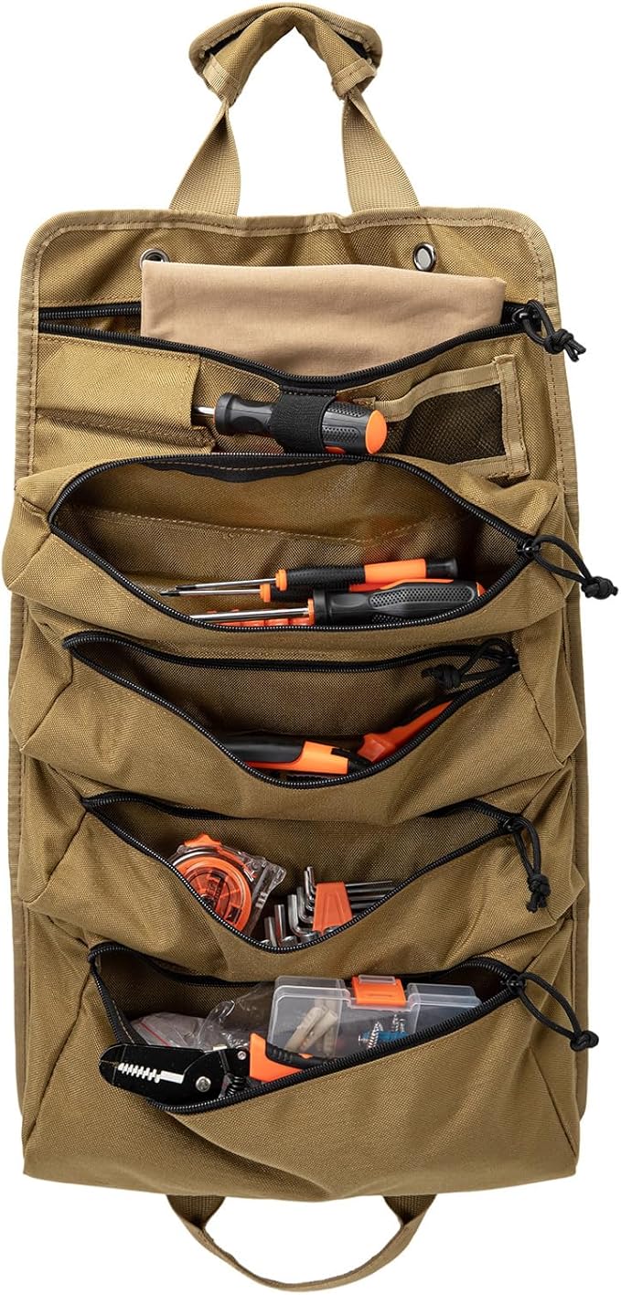 HUAARIPOLY Roll up Tool Kit, Portable Large Capacity Tool Storage, Multi functional Tool Storage Organizer Roll up Carrying Tool Kit Gifts for Men, Electricians, Machinists, and Plumbers