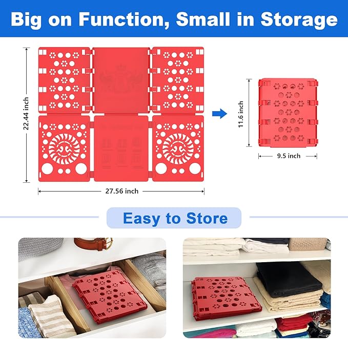 BoxLegend Shirt Folder Board Tshirt Clothes Folder Folding Board Durable Laundry Helper Liner Sorter, Red