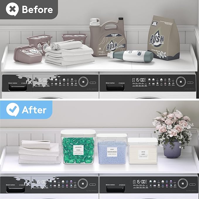 Lifewit Laundry Pods Container with Pop-up Lid, Detergent Dispenser, Dryer Sheet Holder, Laundry Room Organization Storage Jars for Washing Powder, Soap, Scent Booster Beads,0.5+0.72+1.2gal, 4 Pcs