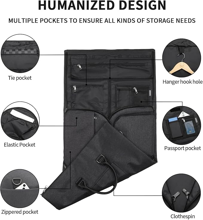 seyfocnia Convertible Travel Garment Bag,Carry on Garment Duffel Bag for Men Women - 2 in 1 Hanging Suitcase Suit Business Travel Bag