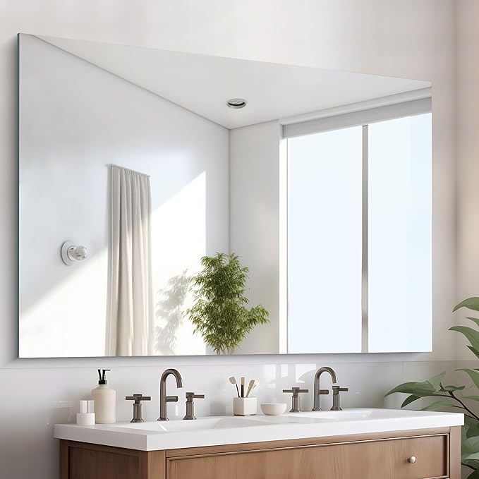 CILIBER Frameless Mirror, 60x40 Bathroom Mirrors for Wall, Upgraded Shatterproof Rectangle Vanity Mirror Over Sink with Polished Edge for Bathroom,Bedroom,Living Room and Entryway