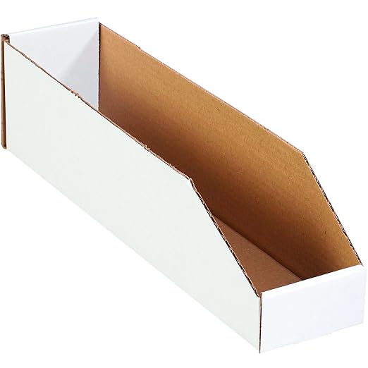 Box USA BBINBWZ418 Open Top Bin Boxes, 4" x 18" x 4 1/2", Oyster White (Pack of 50)