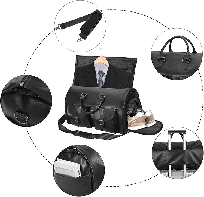 seyfocnia Convertible Travel Garment Bag,Carry on Garment Duffel Bag for Men Women - 2 in 1 Hanging Suitcase Suit Business Travel Bag