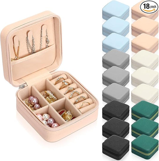Kigeli 18 Pcs Travel Jewelry Case Bulk Bridesmaid Gift Boxes Small Jewelry Box Mini Storage Organizer for Women Return Gift(Vivid Color)