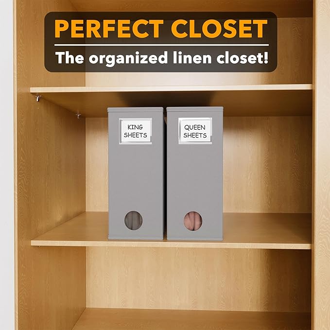 SpaceAid 2 Pack Bed Sheet Organizers and Storage, Foldable Sheet Organizer for Linen Closet, Sheets Set Folder Keeper with Window XL (Queen & King Size) Organizing Bedding Container, Gray