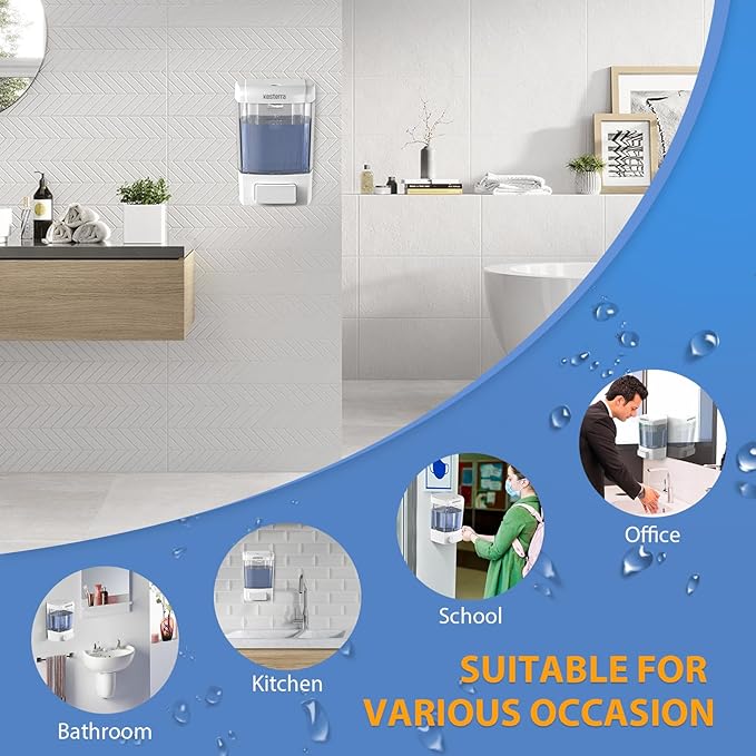 Manual Soap Dispenser, 23.7oz/700ml Wall Mount Soap Dispenser, Large Capacity Kitchen Bathroom Hand Soap Pump, Commercial Refillable Shampoo Shower Gel Lotion Dispenser, White