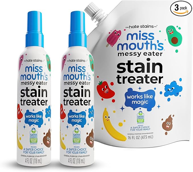 Miss Mouth's Messy Eater Stain Treater - 2 Pack Stain Remover Spray and 16oz Refill Pouch