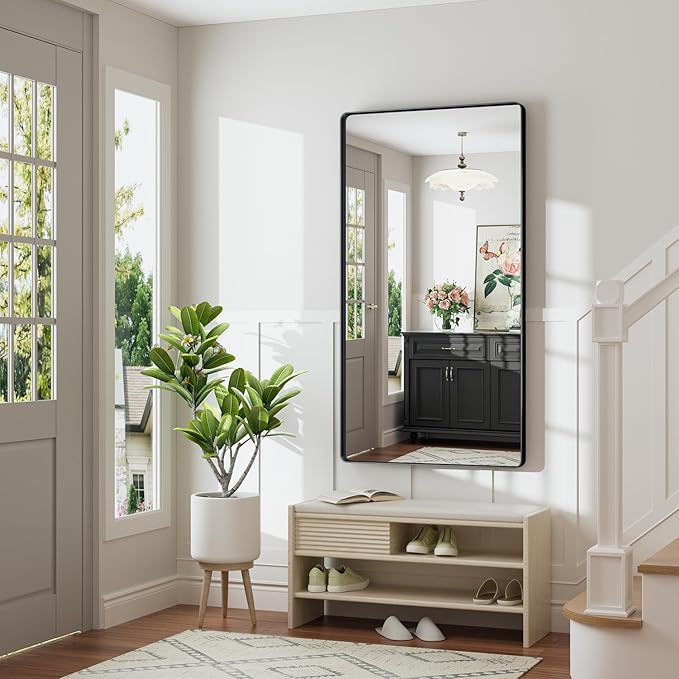 40X30 Black Bathroom Mirror for Over Sink, Metal Framed Vanity Mirror Wall Mounted, Rectangle Mirror for Bedroom Living Room Restroom Entryway, Anti-Rust, HD Tempered Glass