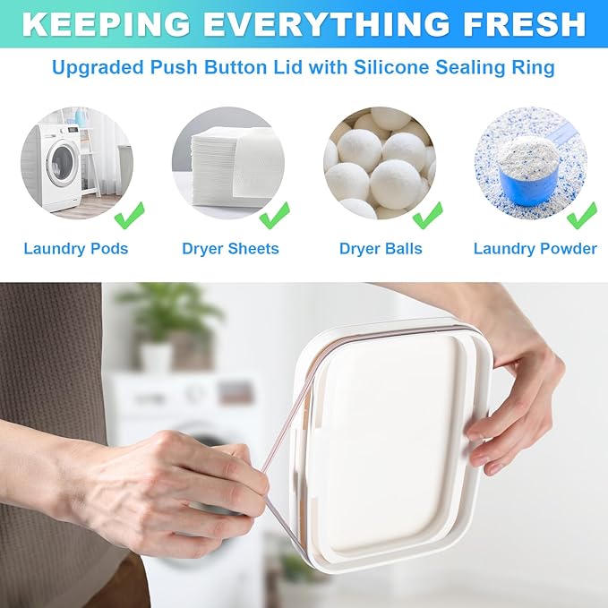 Laundry Pods Container, 1 Pack 4.76 qt. / 152 fl oz Powder Holder Dispenser for Laundry Room Organization Decor, Plastic Pod Beads Detergent Containers for Storage