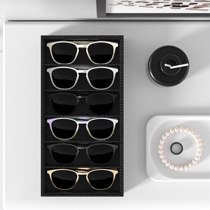 Sunglass Organizer Tray,Eyeglass Storage for Multiple Glasses,Jewelry and Sunglasses Drawer Organizer (Carbon Fiber 2)