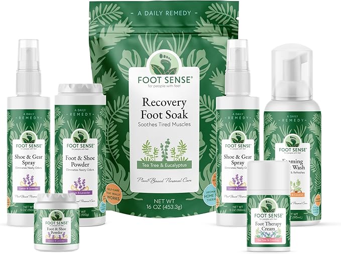 FOOT SENSE All Natural Foot & Shoe Powder, Foot Deodorant, Talc-Free, Odor Eliminator, Disinfects & Deodorizes, Long-Lasting up to 6 Months Safe for Men, Women, Kids, Athletes, 50g (4 Pack)