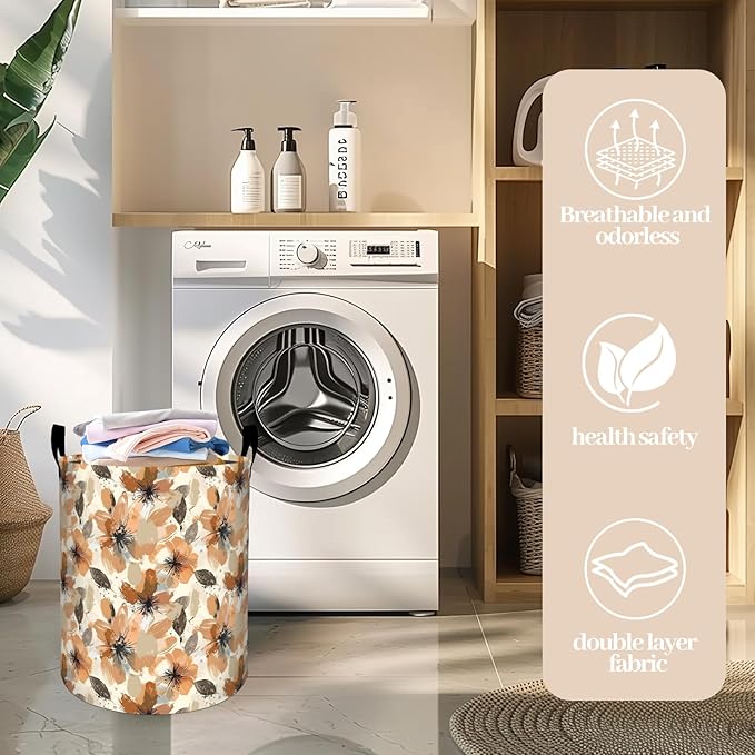 Delicious Croissant Pattern Laundry Basket 19.7"x15.7", Collapsible Dirty Clothes Waterproof Food Laundry Hamper Organizer Toy Storage Bin for Dorm Nursery Bathroom Decor