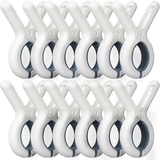 12 Pack Beach Towel Clips with Strong Anti-Rust Springs,Heavy Duty Towel Clips,Plastic Laundry Clothes Pins to Keep Your Towel, Clothes, Blankets to Dry on Clothesline and Hanging Rack (Blue)