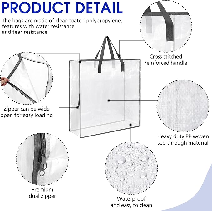 8 Pcs Clear Wreath Storage Bags 26 Inch Valentines St. Patrick's Garland Container Door Garland Holiday Wreath Storage Holder with Handle and Zipper Heavy Duty Plastic Packing Totes(Gray)