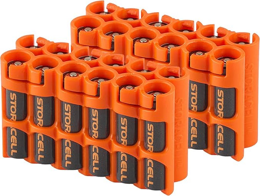 Storacell AAA-12 Battery Storage Caddy and Dispenser (Pack of 2), Orange, Holds 12 AAA Batteries (Not Included), Durable & Compact Design, The Original Battery Caddy, Made in The USA