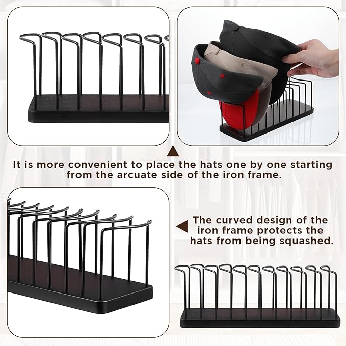 2Sets baseball hat organizer hat stand cap racks for 20 baseball caps cowboy hats rack Storage Organizer Hats Holder Display and Organization for Closet, Bedroom, Dresser, and Shoe Cabinet