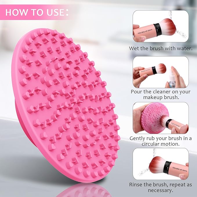 Norate Makeup Brush Cleaner, Make Up Brush Cleaner Solution + Makeup Brush Cleansing Pad, Brush Cleaner Mat for Brushes, Deep Clean Shampoo 4.4 Fl.Oz, Gentle Formula Cruelty Free, 2 Piece Set