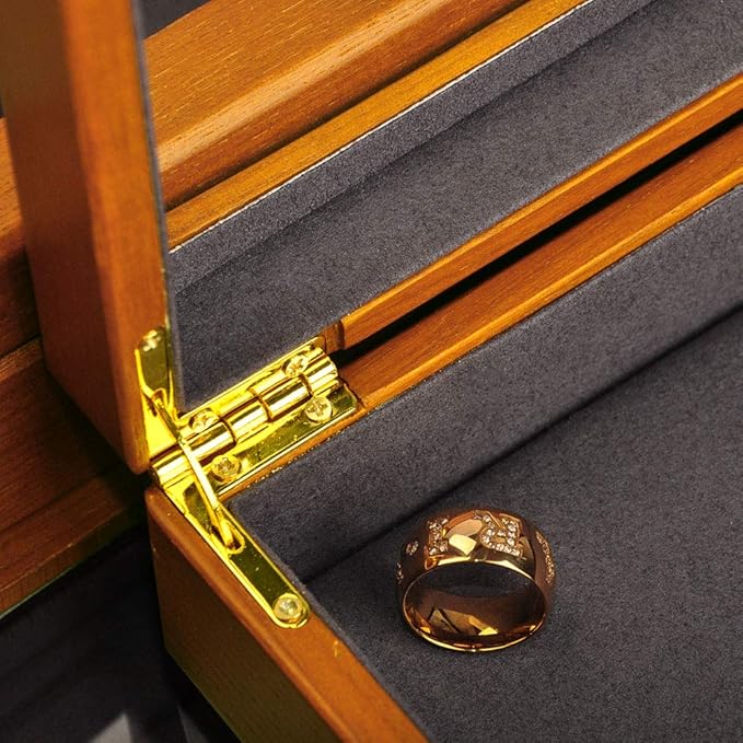 Oirlv Solid Wooden Jewelry Box with Lid Large Vintage jewelry Organizer Case for Women,Display Tray Drawer Trinket Organizer