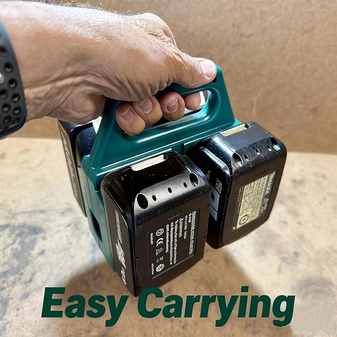 4-Slot Battery Carrying Holder for Makita 18V & 14.4V, Batteries Tool Case Storage Organizer Rack for Makita, Portable and Rugged Battery Caddy with Handle for Jobsite and Mount Bag Use