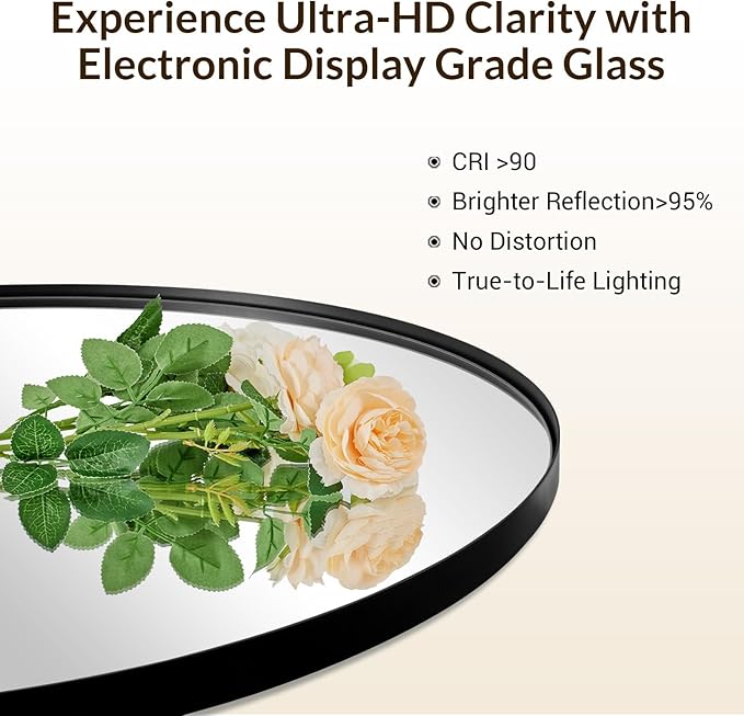 ANDY STAR Black Oval Mirror, 26x38'' Pill Shaped Mirror 1’’ Deep Metal Frame Wall Mounted Vertically&Horizontally Ideal for Limited Space