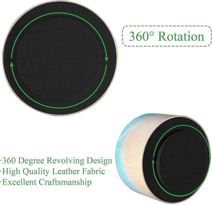 Hennaja Round Leather Art Supply Organizer,Remote Control Holder,360 Degree Rotating,Multi-Functional Pencil Holder,4 Compartments Desktop Stationary Organizer(1-Sandbeach)