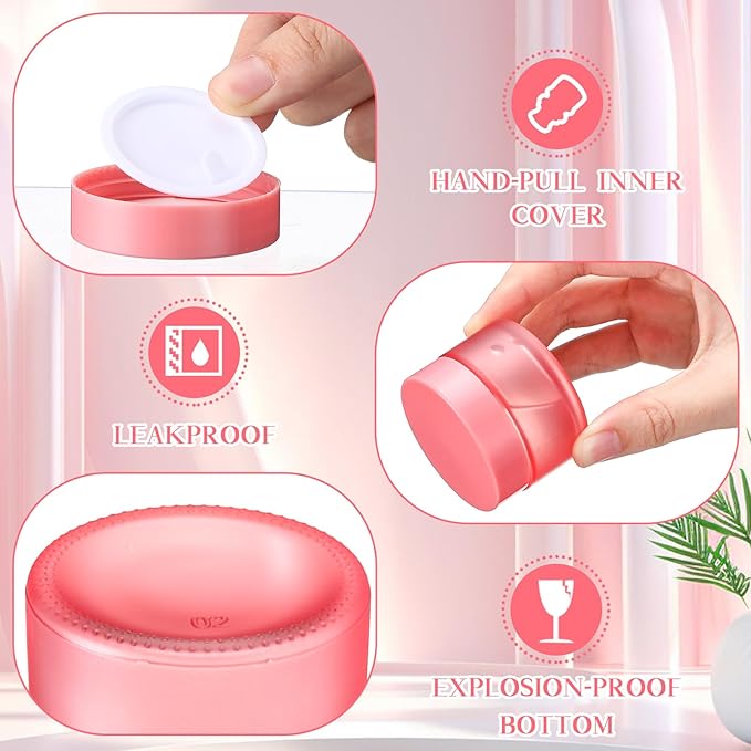 Domensi 60 Pcs 1oz Glass Jars with Lids Bulk Salve Tins Winter Cream Container Small Glass Candle Cosmetic Jars for Travel Lip Balm with Inner Liners for Lotion Sample Cream(Pink,Pink Lids)