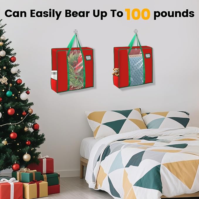 26 inches Wreath Storage Bag, 600D Oxford Cloth Wreath Storage Container, Wreath Storage Box for Spring Summer Christmas Wreath Decorations or Clothing Blanket Comforters Bed Sheets Pillows