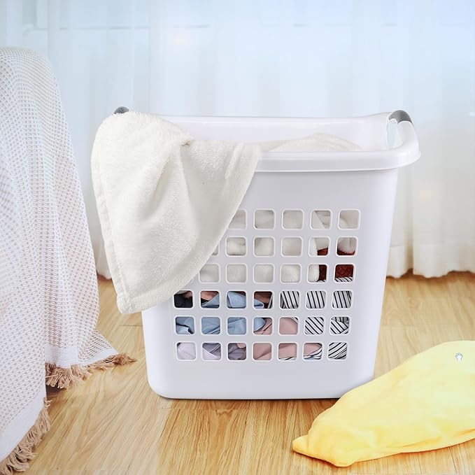 Anbers 4-Pack 72L Large Plastic Laundry Hamper Basket, White Dirty Clothes Storage Hamper