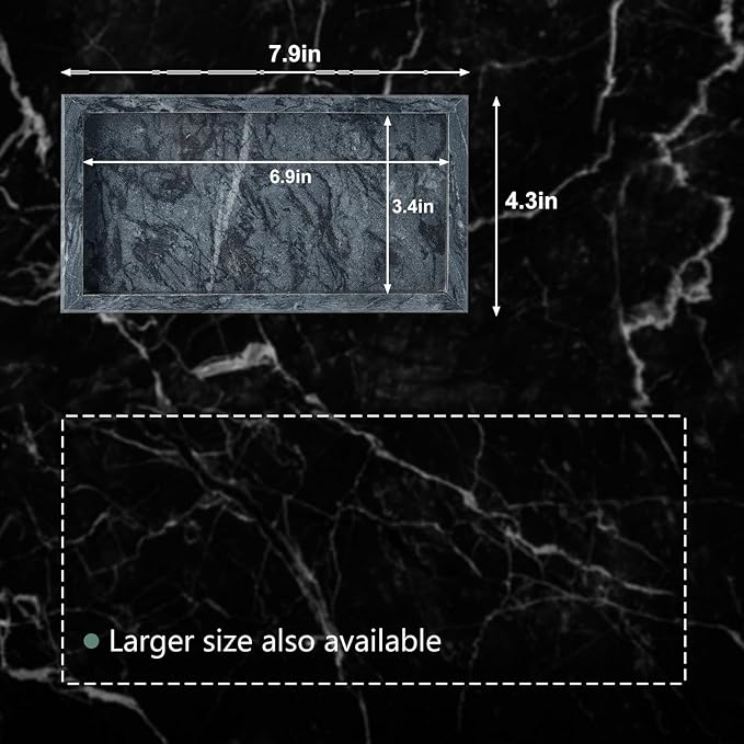 Natural Small Marble Vanity Tray, Luxury Stone Organizer for Bathroom & Kitchen | Holds Soap Dispenser, Jewelry, Perfume | Non-Resin, Non-Ceramic Décor
