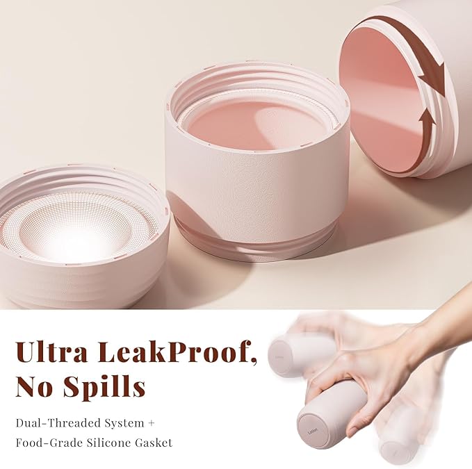 New Travel Toiletry Containers [Ultra Leakproof] TSA-Approved, PLA Hard Shell Jars with 5 Magnetic Labels, Wide Mouth Bottles for Lotion, Cleanser, Shampoo, Conditioner, Pink, 3 Pack, 2OZ