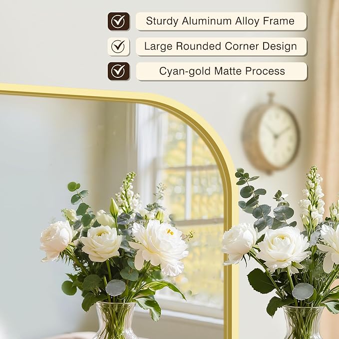 FICTOR Bathroom Vanity Mirror for Wall, 2 Pack 24" x 36" Rectangle Bathroom Mirror for Over Sink, Metal Framed, Hangs Horizontally or Vertically(Gold)