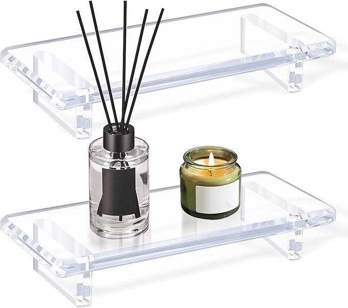 2-Pack Clear Acrylic Bathroom Vanity Tray – Multi-Purpose Waterproof Sink & Countertop Organizer, Soap/Sponge/Brush Holder, Plant & Candle Display Riser, Stain-Proof Compact Tray 8.6"×3.6"×1.5"