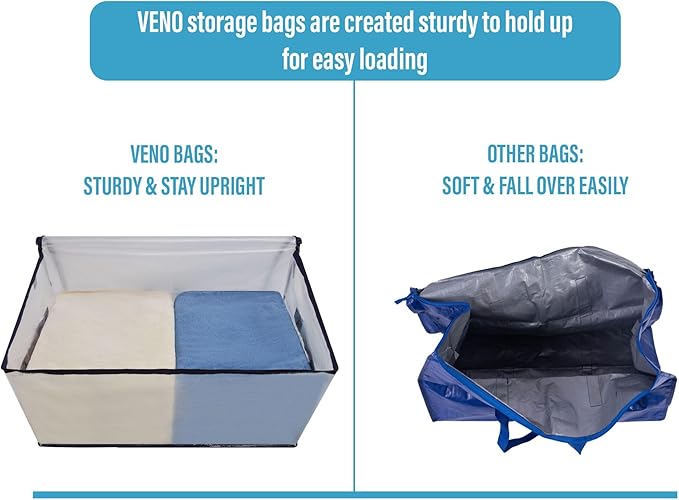 VENO 8 Pack Moving Bags and Large Christmas Decoration Storage Bins with lids. Alternative to Moving Boxes, Packing Supplies for College. Heavy Duty Totes (Clear, 8 Pack)