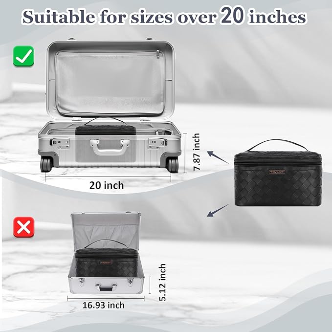 Dajasan Makeup Bag Cosmetic Bag, Travel Makeup Bag, Large Capacity Makeup Organizer Case, Portable Travel Toiletry Bag for Women Girls, PU Leather Waterproof (Black)