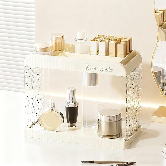 Bathroom Counter Organizer, 2-Tier Acrylic Storage Organizer for Makeup Perfume Lipstick, Skincare Organizers Shelf, Vanity Storage Tray for Bedroom, Living Room, Spice Racks, Coffee Bar