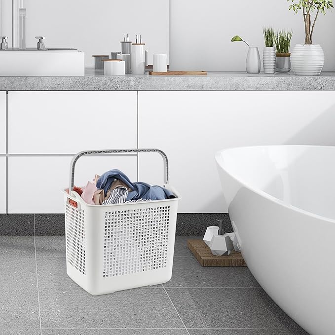 35 L Laundry Hamper Basket with Handle 4 Pack, Easy Carry Laundry Basket Plastic