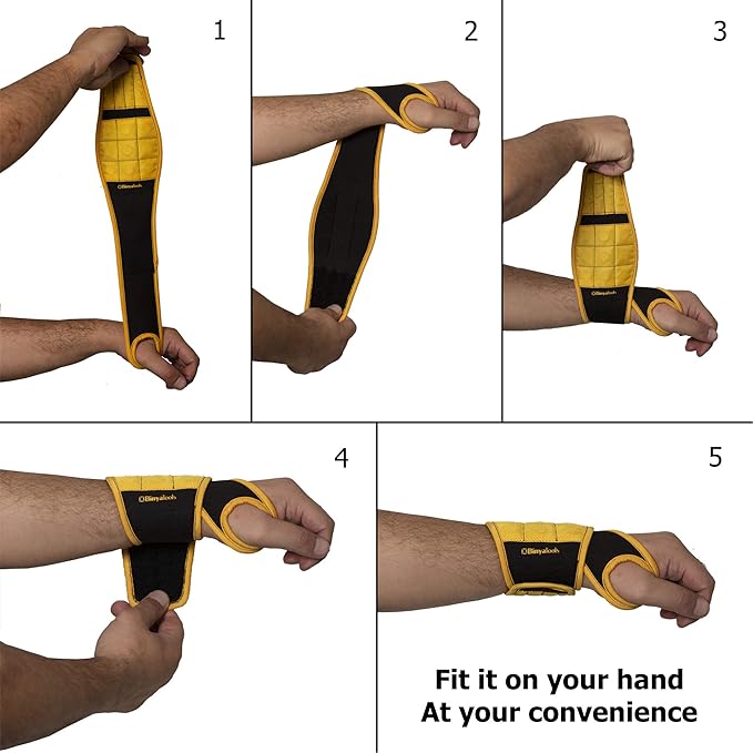 BINYATOOLS Magnetic Wristband for Tools Magnet Screw Holder Wrist Support Keeps Screws Nails, Drill Bits Handy Unique Tool Gadgets Men’s Gadgets Dad Gadgets Perfect Christmas Gifts Stocking Stuffers