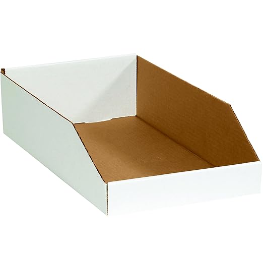 Box USA BBINEB1810 Open Top Bin Boxes, 10" x 18" x 4 1/2", Oyster White (Pack of 25)