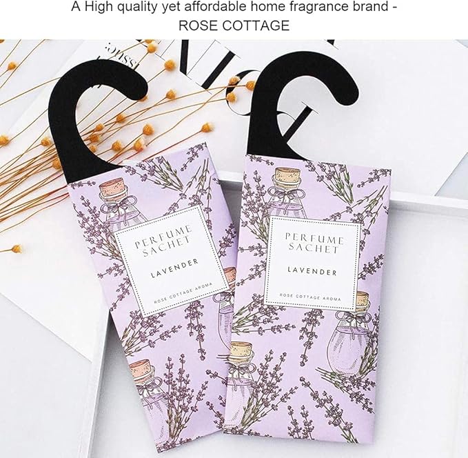 ROSE COTTAGE Large 12 Packs Lavender Hanging Closet Deodorizer Air Freshener Long Lasting Scented Sachets Smell Goods for House