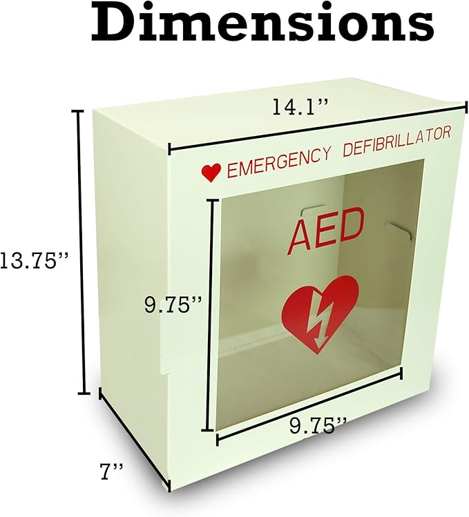 Levida AED Cabinet Wall Mount - Steel AED Defibrillator Storage Case with Clear Window Fits Univeral AEDs - First Aid Defibrillator Cabinet for Schools, Offices, Public Places (14.1 x 7" x 13.75")