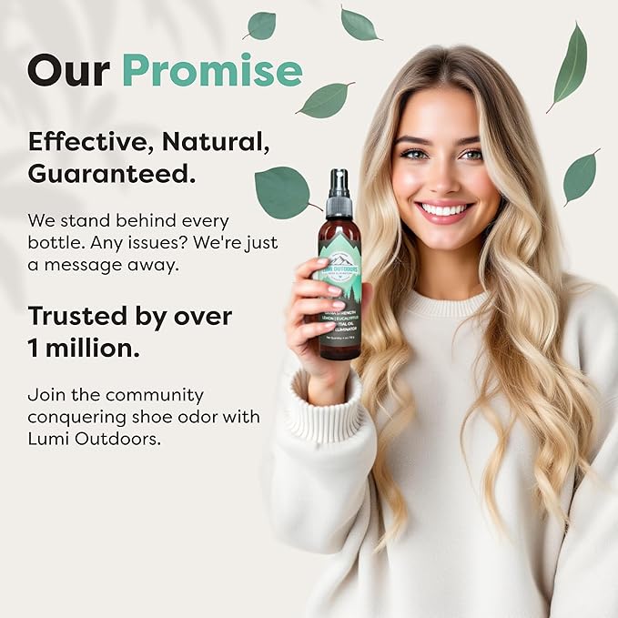 Lumi Outdoors Natural Shoe Deodorizer Spray and Foot Powder Bundle - Lemon Eucalyptus and Foot Powder