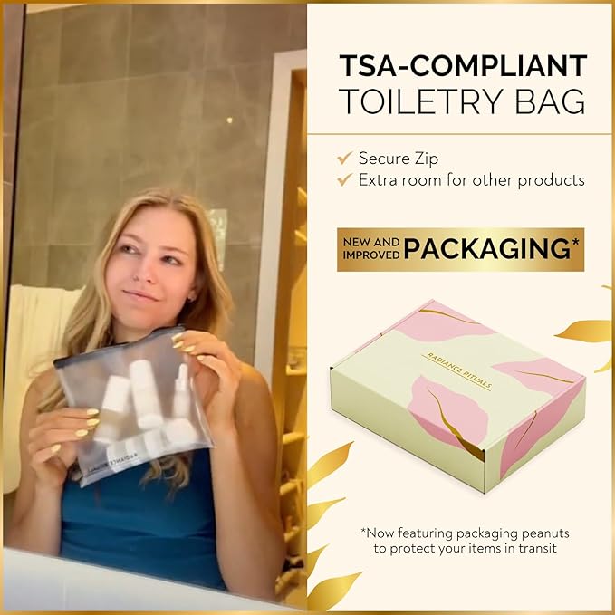 11 Piece Travel Skincare Containers Set - TSA Approved Toiletry Bag & Travel Size Toiletries Bottles - Airless Pump, Dropper Bottles & Travel Size Containers for Serums, Moisturizers, & Oils