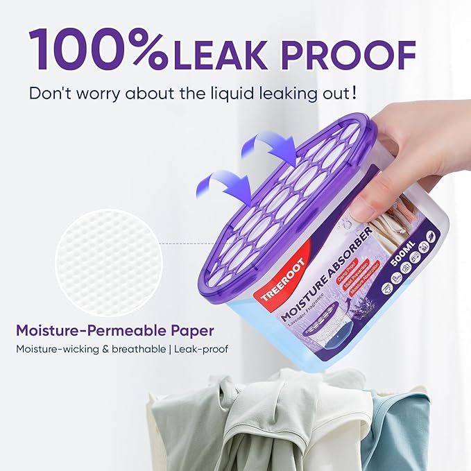 16 Pack Moisture Absorbers, 10.5 OZ Humidity Absorber Bucket, Moisture Absorbers for Closet, Dehumidifier Bucket for Wardrobes (Lavender Scent), Kitchens and Bathrooms